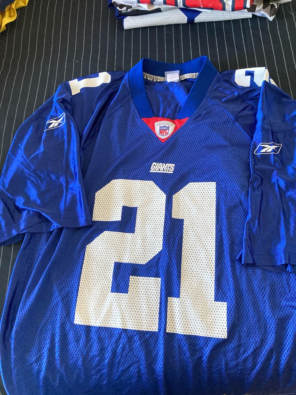 Reebok Blue and White #21 New York Giants Football Jersey